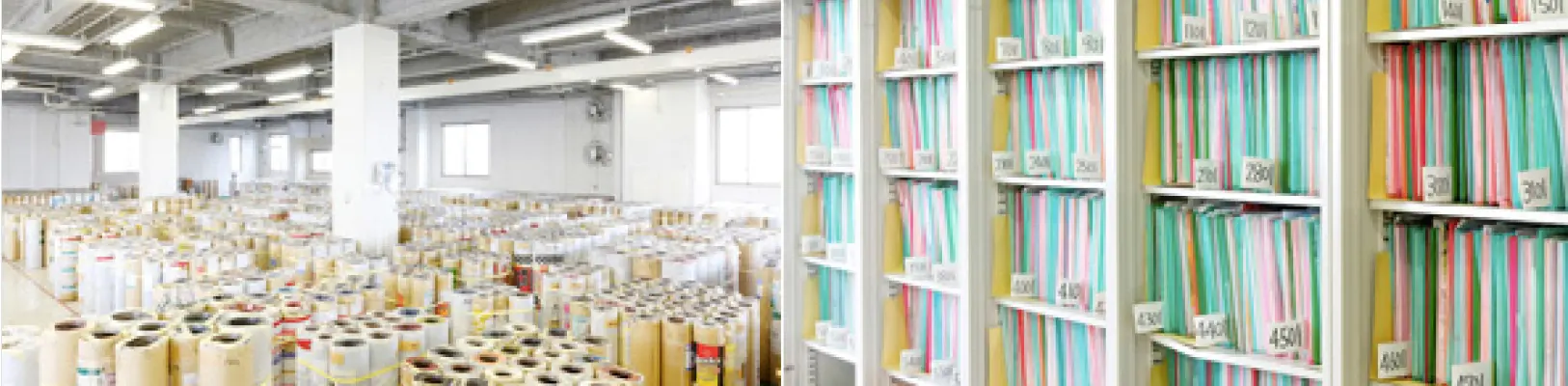 印刷版やデータカルテを管理する東和グラビヤ印刷株式会社の版倉庫と資料書庫室