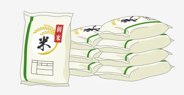 米袋など穀物用パッケージのイラスト